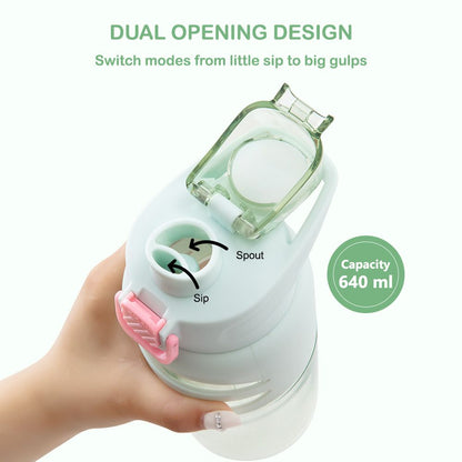 Eazy Kids - Flip Top Spout And Straw Water Bottle - Bicycle Mint - 750 ml