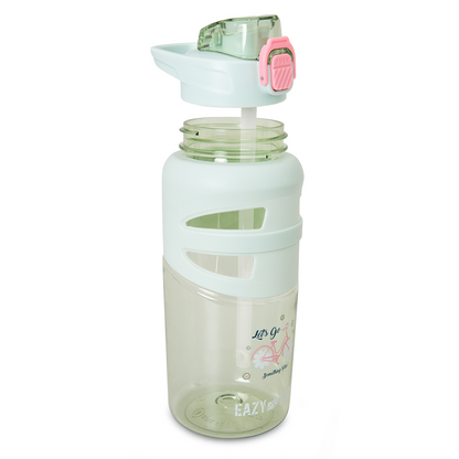 Eazy Kids - Flip Top Spout And Straw Water Bottle - Bicycle Mint - 750 ml
