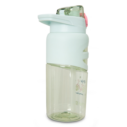 Eazy Kids - Flip Top Spout And Straw Water Bottle - Bicycle Mint - 750 ml