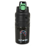Eazy Kids - Flip Top Water Bottle 750ml – Straw Bottle for Kids - Gamer Black