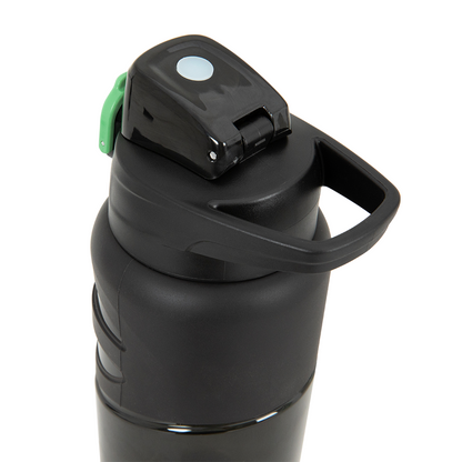 Eazy Kids - Flip Top Water Bottle 750ml – Straw Bottle for Kids - Gamer Black