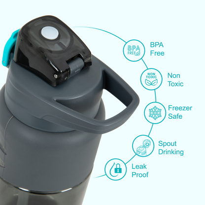 Eazy Kids - Brainrot 67 Flip Top Water Bottle 750ml - Grey