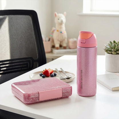Eazy Kids - Glitter Stainless Steel Water Bottle 720 ml - Pink