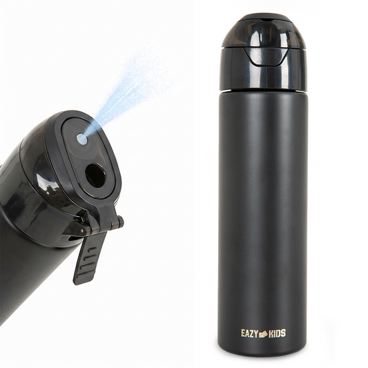 Eazy Kids - Insulated Stainless Steel Spray Water Bottle - Black - 640 ml