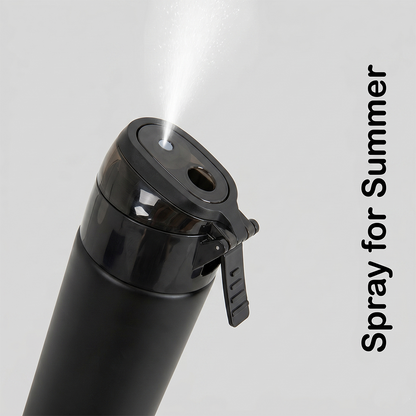 Eazy Kids - Insulated Stainless Steel Spray Water Bottle - Black - 640 ml