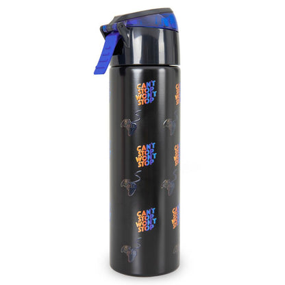 Eazy Kids - Insulated Stainless Steel Spray Water Bottle - Gamer Black - 640 ml