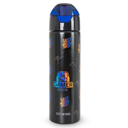 Eazy Kids - Insulated Stainless Steel Spray Water Bottle - Gamer Black - 640 ml