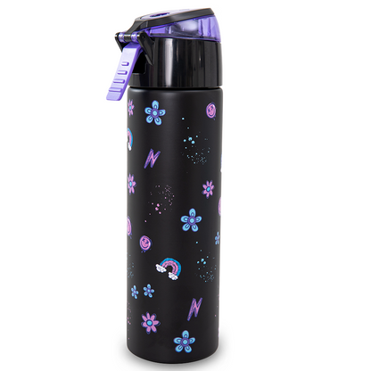 Eazy Kids - Insulated Stainless Steel Spray Water Bottle - Teddy Black - 640 ml