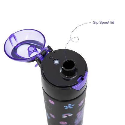 Eazy Kids - Insulated Stainless Steel Spray Water Bottle - Teddy Black - 640 ml