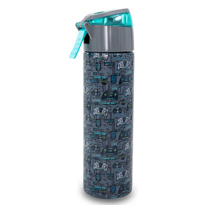 Eazy Kids - Insulated Stainless Steel Spray Water Bottle - Game On Grey - 640 ml