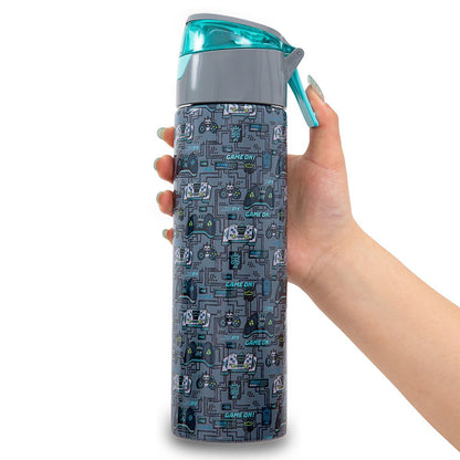 Eazy Kids - Insulated Stainless Steel Spray Water Bottle - Game On Grey - 640 ml