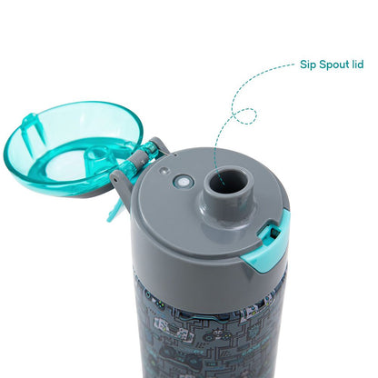 Eazy Kids - Insulated Stainless Steel Spray Water Bottle - Game On Grey - 640 ml