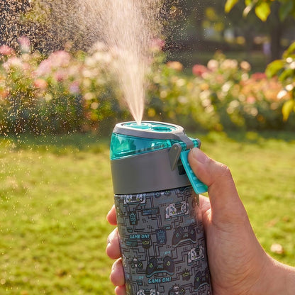 Eazy Kids - Insulated Stainless Steel Spray Water Bottle - Game On Grey - 640 ml