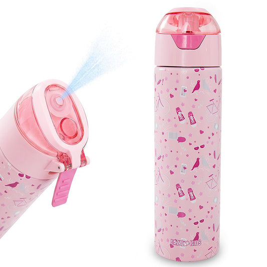 Eazy Kids - Insulated Stainless Steel Spray Water Bottle - Life Pink - 640 ml
