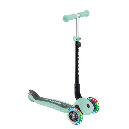 Globber - Go Up Foldable Plus Lights Scooter with Seat - Versatile Ride-On for Ages 15M+, 3-Wheel Design, Adjustable Height, Anti-Slip Deck, 20Kg Capacity