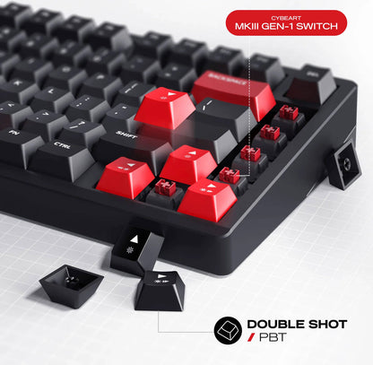 Cybeart X75 Rhino - TKL CNC Aluminium Tri-Mode Wireless RGB Gaming Keyboard - Signature Edition