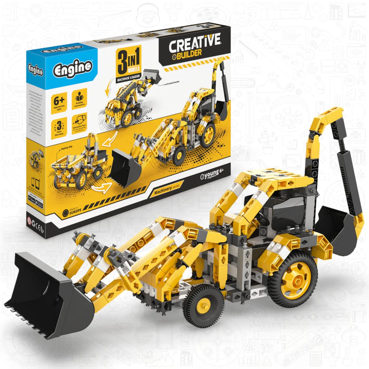 Engino Educational set Creative Builder Backhoe Loader Machinery Set