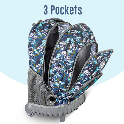 Eazy Kids - 18" Trolley Backpack With Lunch & Pencil Bag - T-Rex