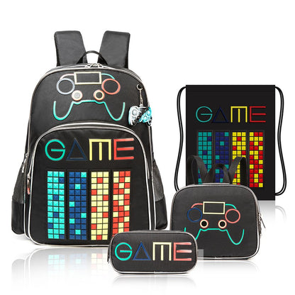 Eazy Kids - 17" School Bag combo Gen Z Gamer - Set of 4 - Black