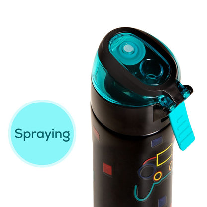 Eazy Kids - Insulated Steel Water Bottle With Spray 640ml - Gamer Black/ Yellow