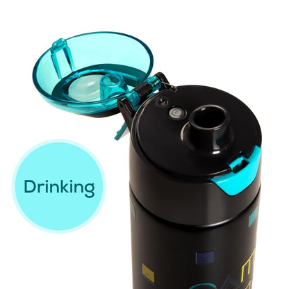Eazy Kids - Insulated Steel Water Bottle With Spray 640ml - Gamer Black/ Yellow