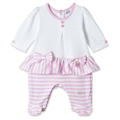MOON 100% Cotton Footed Sleepsuit 0-1M Pink - Pink Stripes