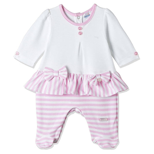 MOON 100% Cotton Footed Sleepsuit 3-6M Pink - Pink Stripes