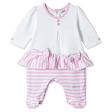 MOON 100% Cotton Footed Sleepsuit 1-3M Pink - Pink Stripes