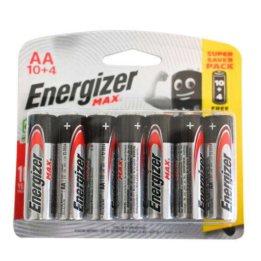 Energizer Max Alkaline AA Batteries Pack of 10+4