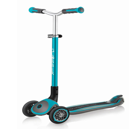 Globber - Adjustable 3-Wheel Master Scooter for Ages 4-14, Teal - Foldable Ergonomic Handles, Anti-Slip Deck, Carries up to 50kg