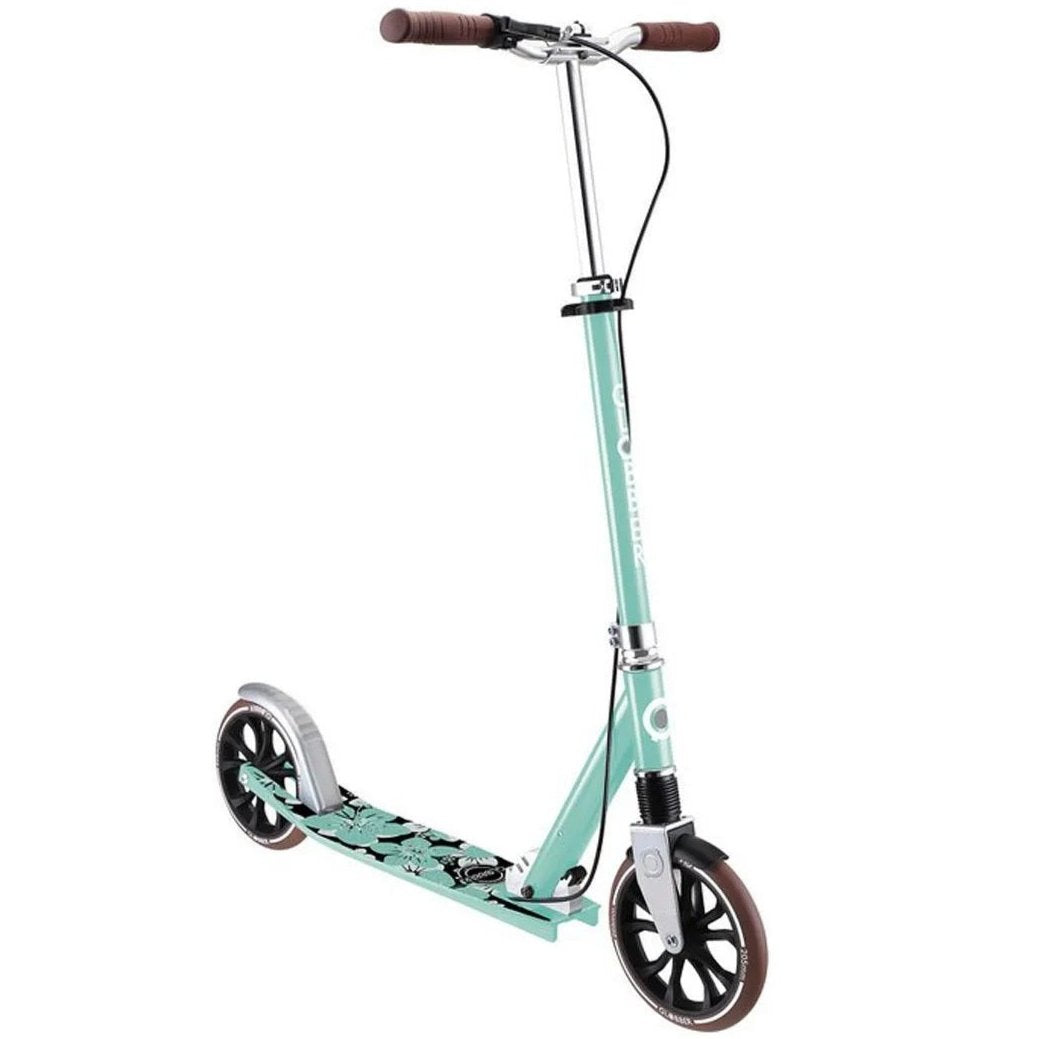 Globber - NL 205 Deluxe Scooter with Handbrake & Shock Absorption for Ages 8+, Mint, Foldable & Adjustable