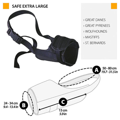 Ferplast Pet Supplies Ferplast Adjustable Padded Dog Muzzle Safe - Extra Large/Black