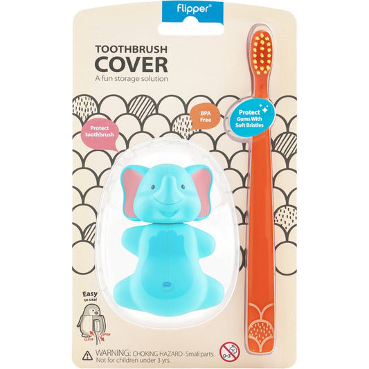 Flipper Bathroom accessories Toothbrush Cover & Toothbrush Flp Fun Animal Combo Pack / Elephant