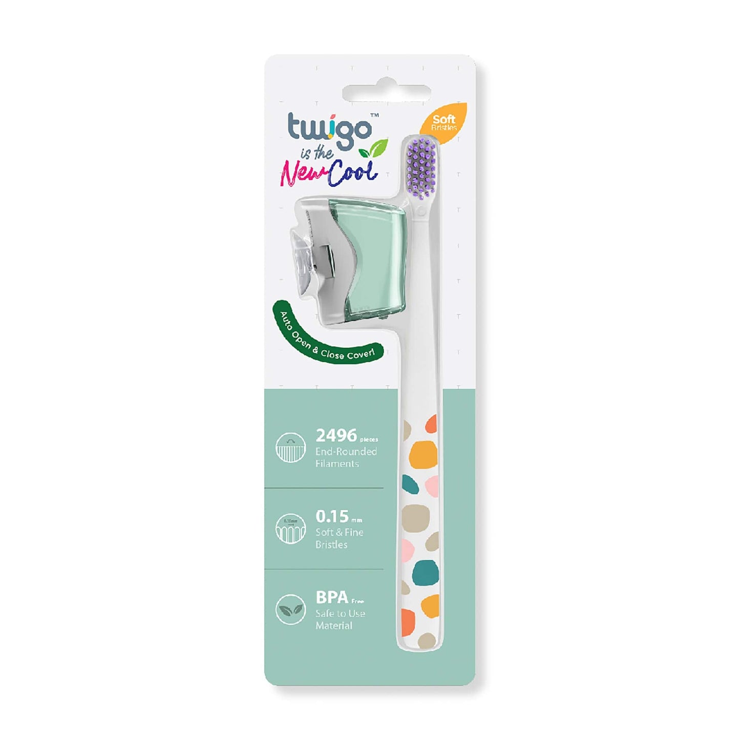 Flipper Bathroom accessories Toothbrush Cover & Toothbrush Flp Twigo Adult Basic Combo Pack / Mountain Green