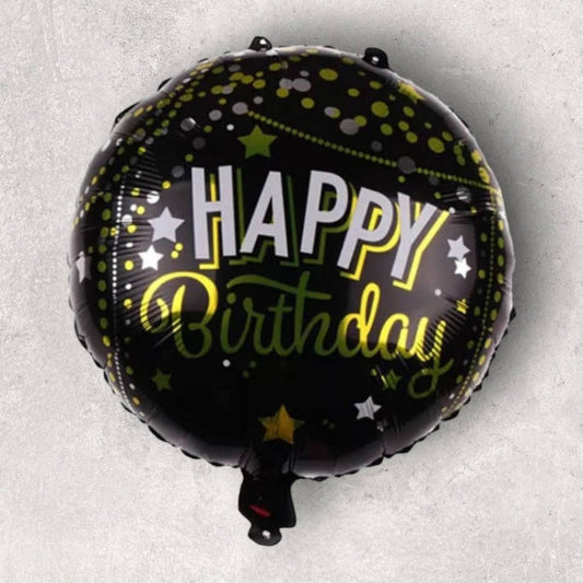 Happy Birthday Black Foil Balloon 1pc