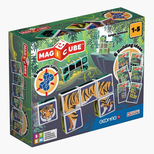 Geomag Toys Geomag Magicube Printed Jungle Animals + Cards 9 pcs