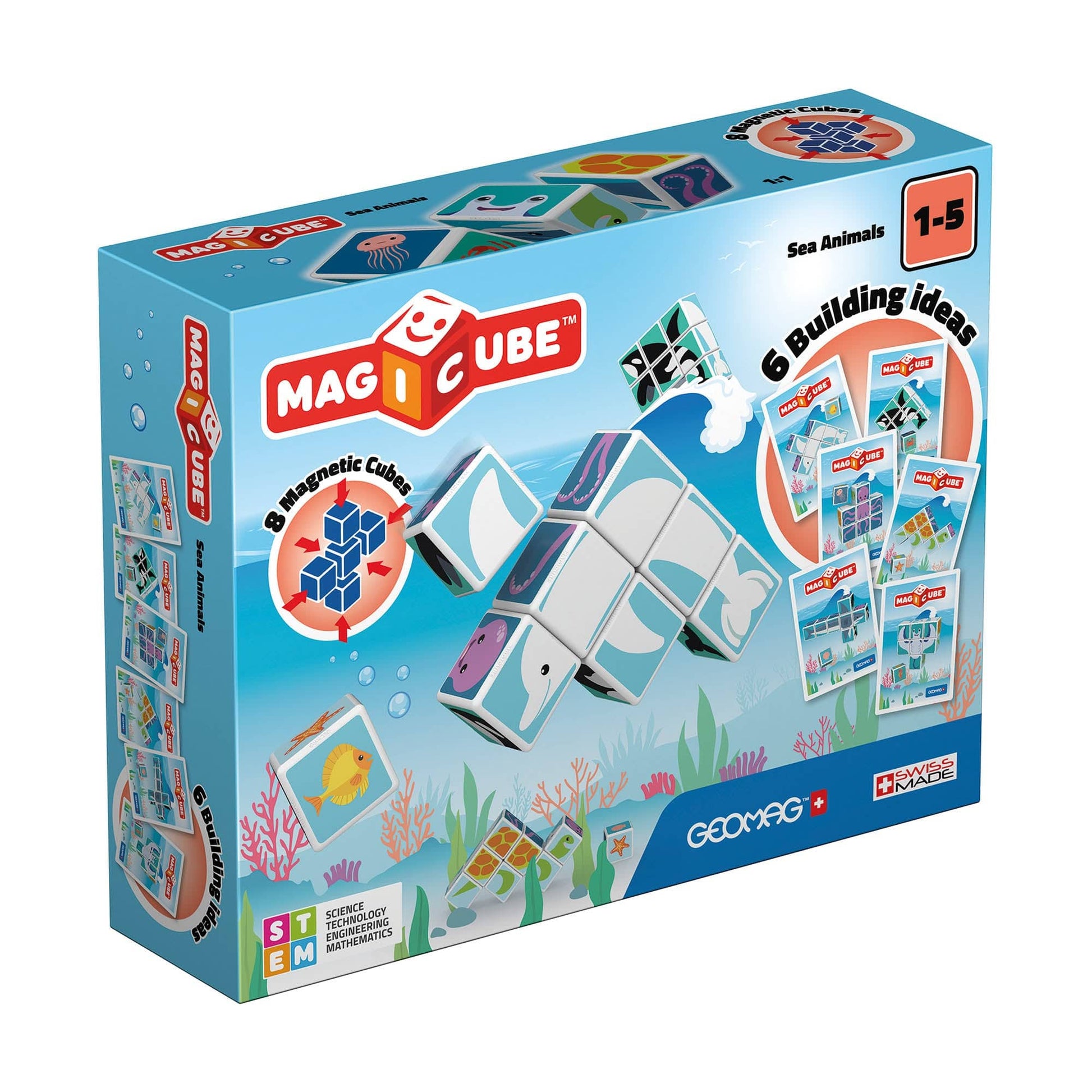 Geomag Toys Geomag Magicube Printed Sea Animals + Cards 11 pcs