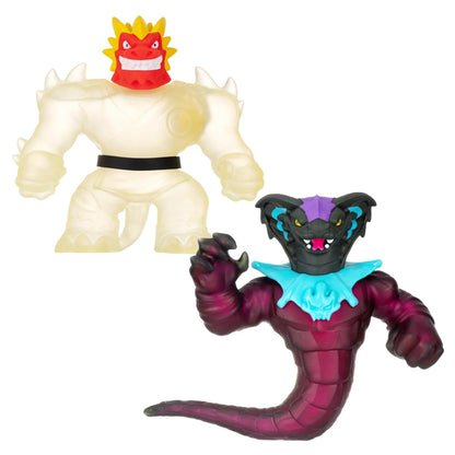 Goo Jit Zu Toys Heroes of Goo Jit Zu Glow Shifters Ultraglow Blazagon vs Shadowfang Viper