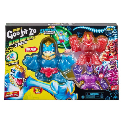 Goo Jit Zu Toys Heroes of Goo Jit Zu Ultra Raptor Dino Figure Set (Pack of 3)