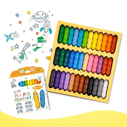 Haku Yoka Happy Pea Pod Crayons - 36 Pastel Colours