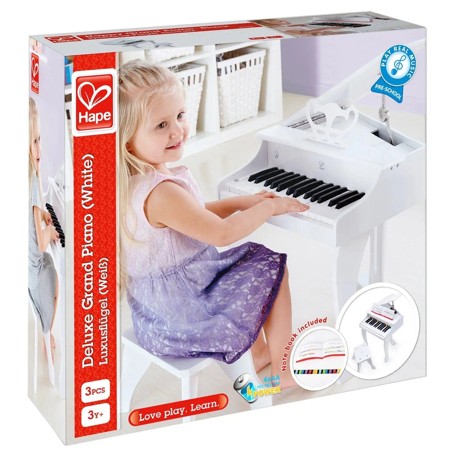 Hape Toys Deluxe Grand Piano / White