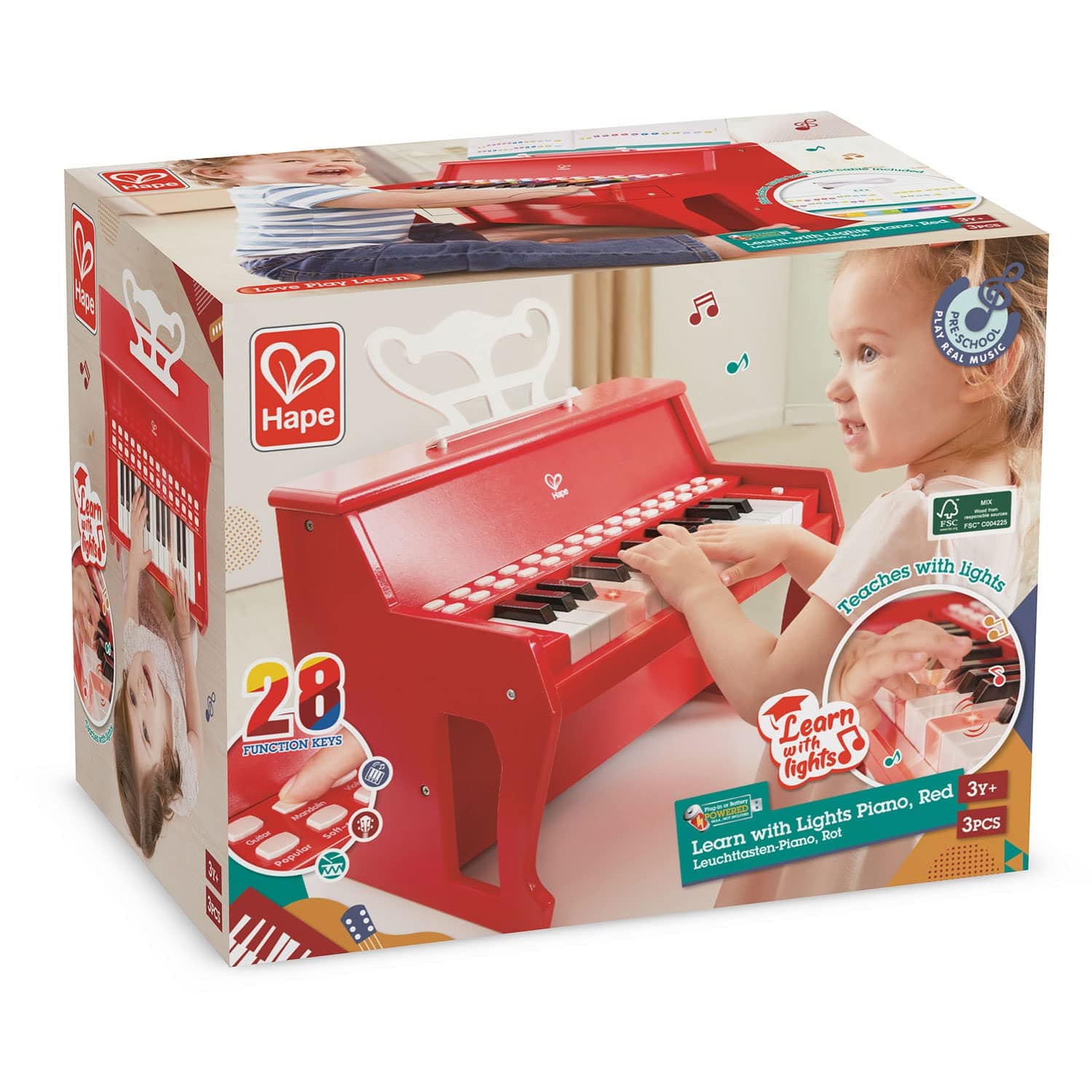 Hape Toys Learn with Lights Piano / Red