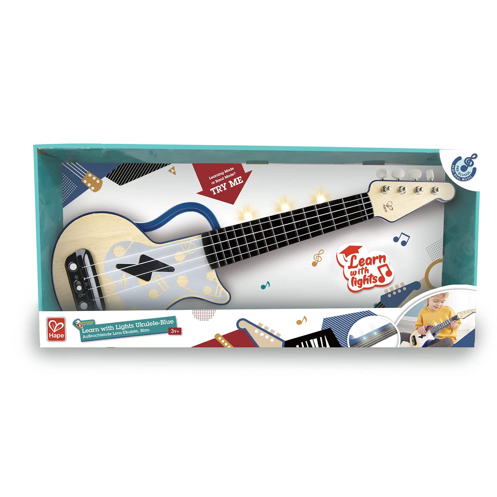 Hape Toys Learn with Lights Ukulele - Blue