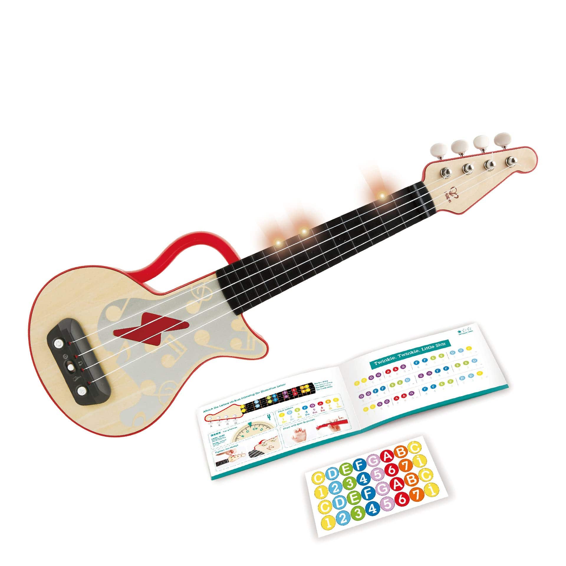 Hape Toys Learn with Lights Ukulele - Red