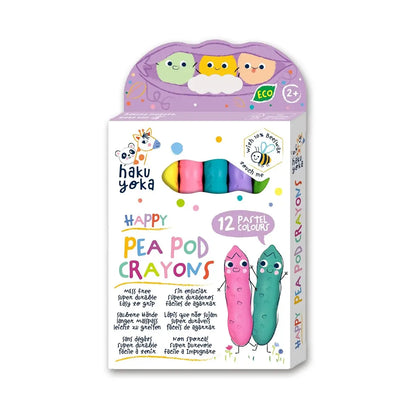 Haku Yoka Happy Pea Pod Crayons - 12 Pastel Colours