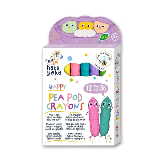 Haku Yoka Happy Pea Pod Crayons - 12 Pastel Colours