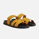 Hermes Chypre Sandals "Yellow Suede" - 37 EU