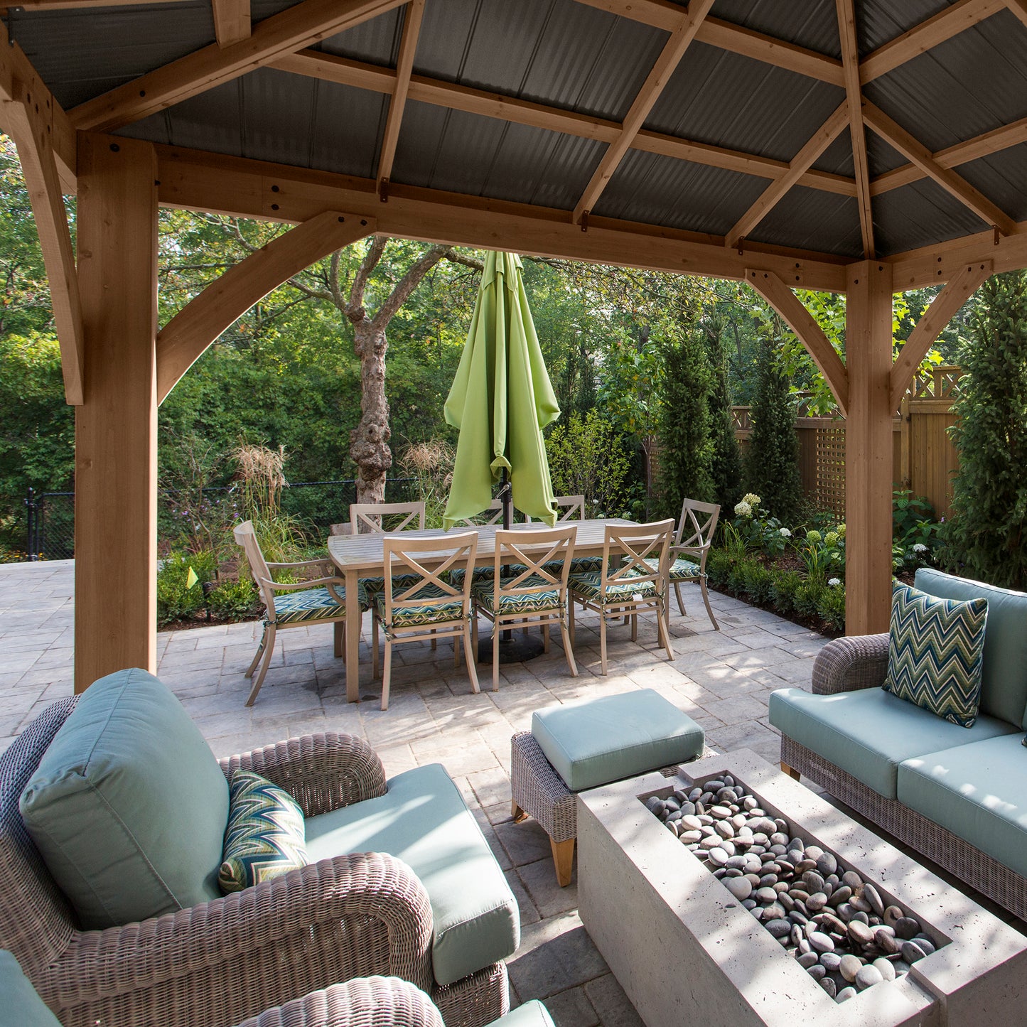 Yardistry 12x12 ft. Wood Gazebo with Aluminum Roof