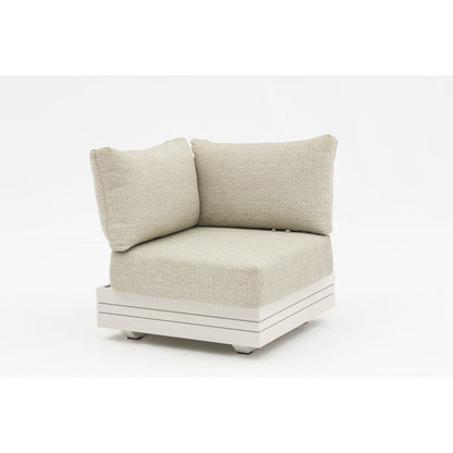 Largo White L-shaped 5-seater Sofa Set with Coffee & Side Table