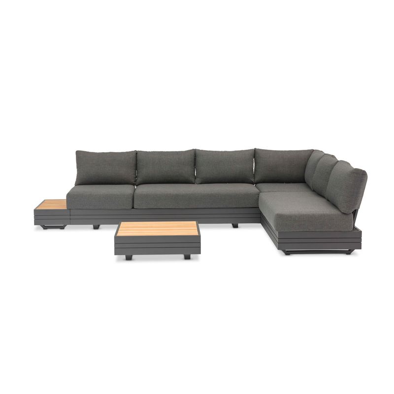 Largo Charcoal L-shaped 5-seater Sofa Set with Coffee & Side Table